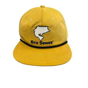 6th Sense Fishing Hat Cap Mens One Size Snap Back Yellow Old Time Lunker Lid NWT